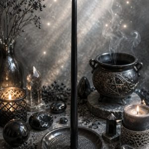 Свічка ритуальна воскова чорна тонка 20 см