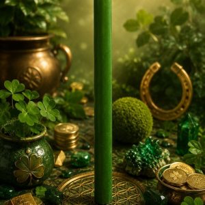 Свічка ритуальна воскова зелена 20 см