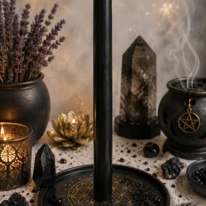 Свічка ритуальна воскова чорна 20 см