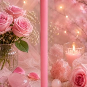 Свічка ритуальна воскова рожева 20 см