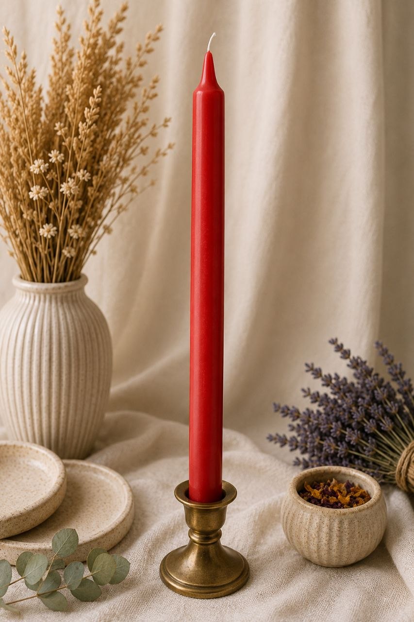 Свічка господарська червона 25 см