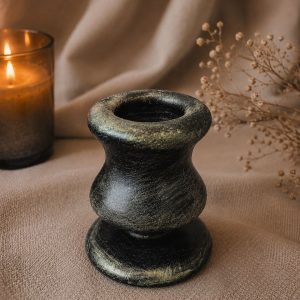 🕯️ Гіпсовий підсвічник чорний із золотою патиною