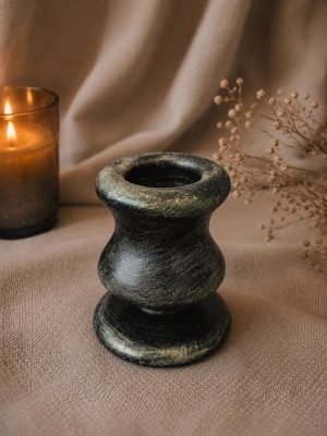 🕯️ Гіпсовий підсвічник чорний із золотою патиною