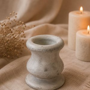 🕯️ Гіпсовий підсвічник сірий під камінь