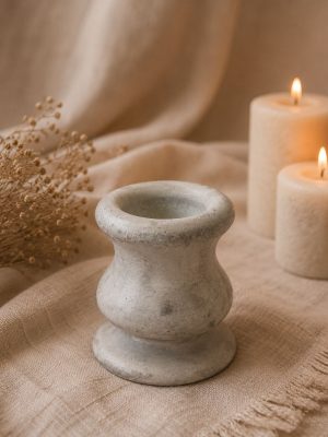 🕯️ Гіпсовий підсвічник сірий під камінь