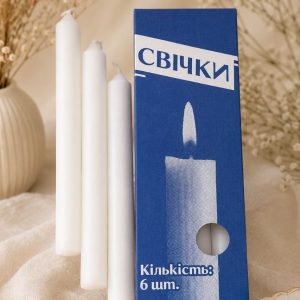 Набір господарських свічок білих, 6 шт. (17,5 см)
